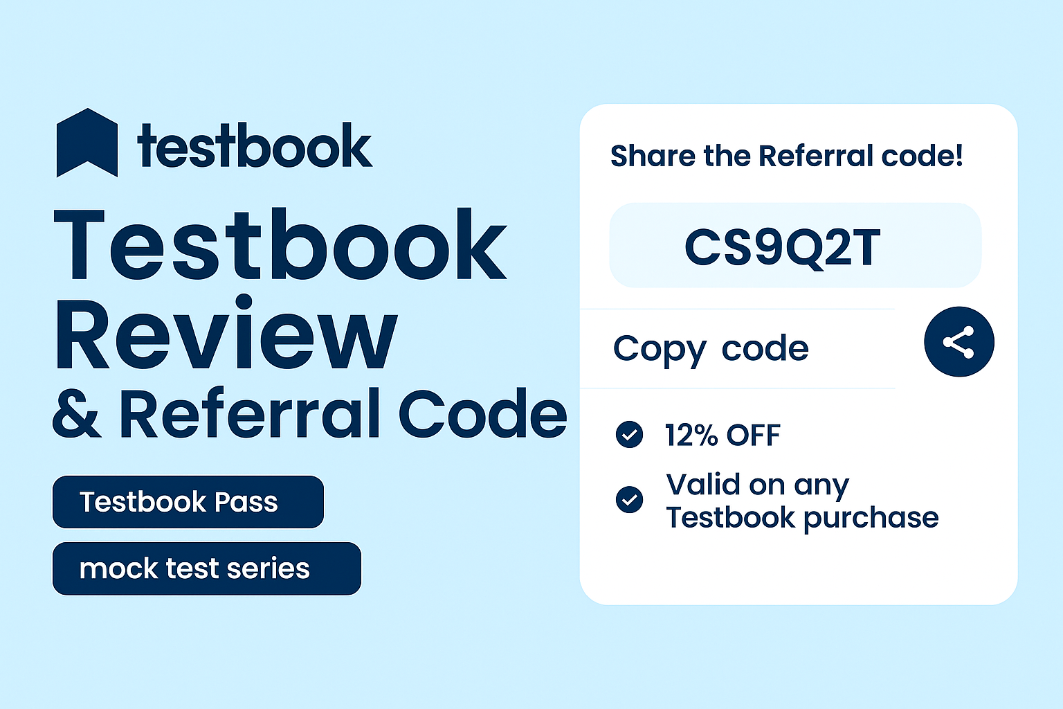 Testbook Referral Code: CS9Q2T | Get 12% OFF on Any Testbook Purchase