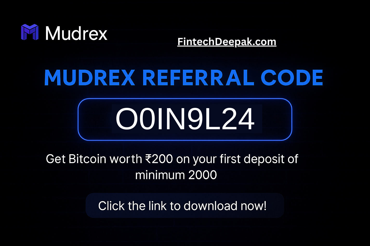Mudrex Referral Code: O0IN9L24 | Get ₹200 Bitcoin on First Deposit of ₹2000