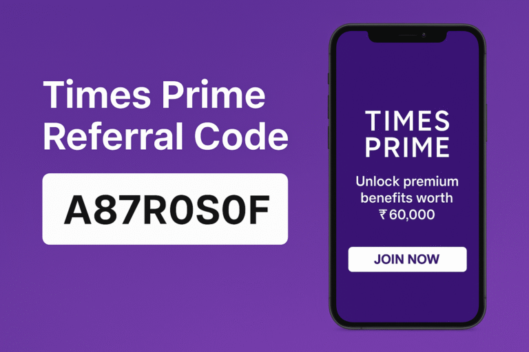 Times Prime Referral Code: A87R0S0F | Get ₹1000 OFF + 30+ Premium Subscriptions