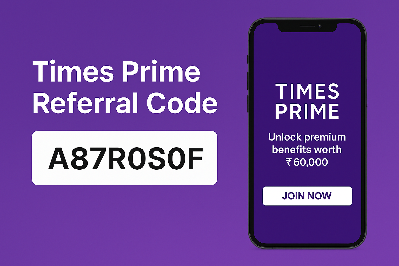 Times Prime Referral Code: A87R0S0F | Get ₹1000 OFF + 30+ Premium Subscriptions