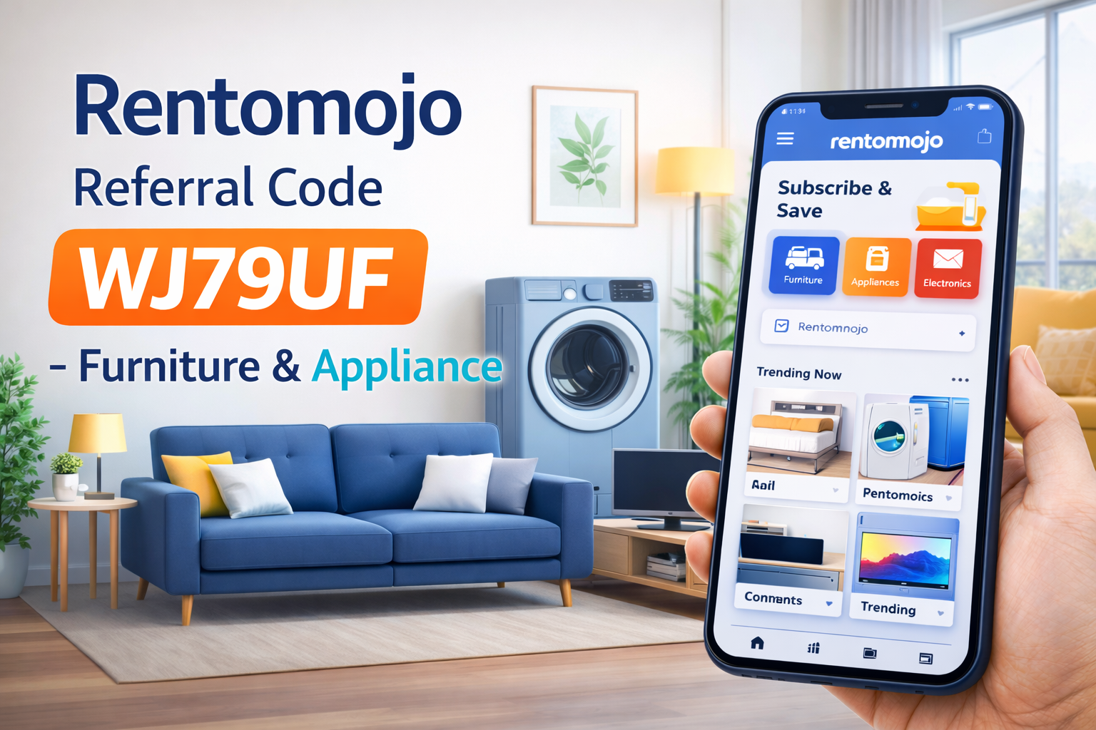 Rentomojo Referral Code: WJ79UF | Get Discounts on Furniture & Appliance Rentals