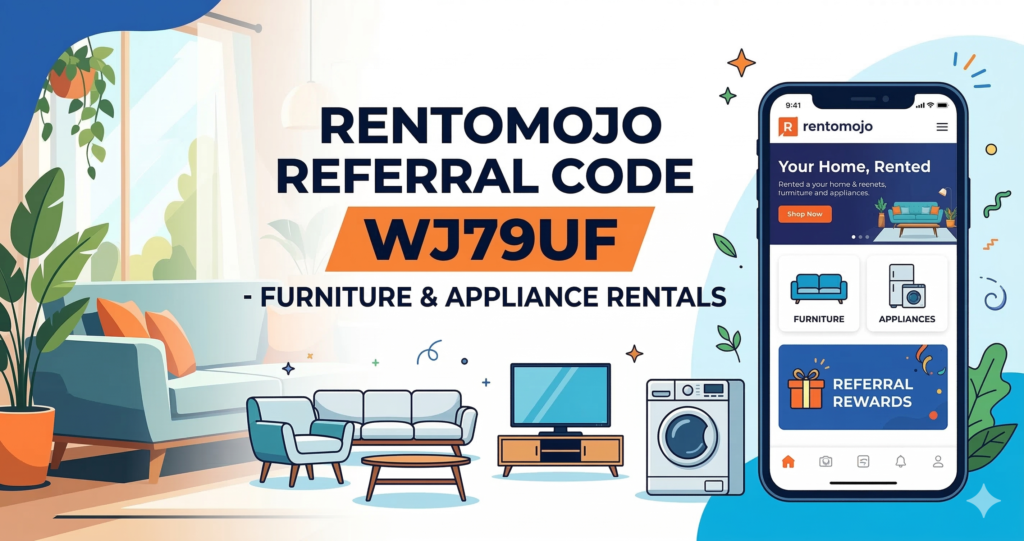 Rentomojo Referral Code WJ79UF furniture rental discount