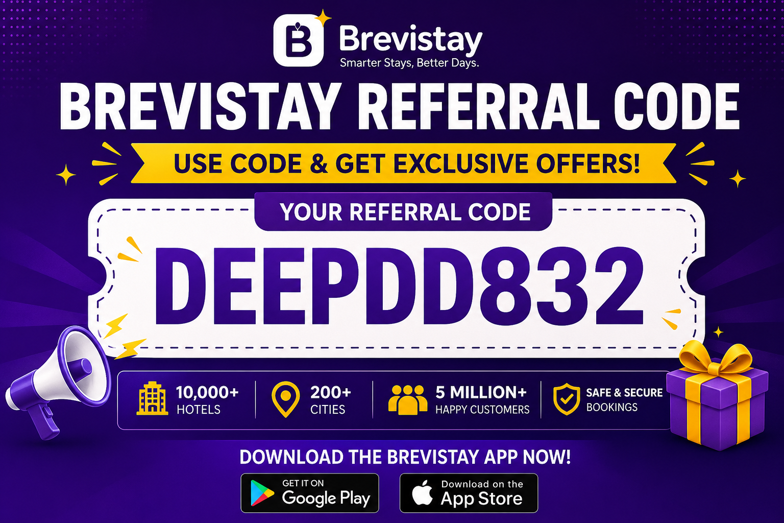 Brevistay Referral Code: DEEPDD832 – Get Exclusive Offers on Hourly & Full-Day Hotel Bookings